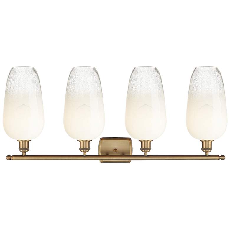 Image 2 Ballston Brookhaven Flute 37"W 4-Lt Brushed Brass Vanity w/ Opal Shade more views