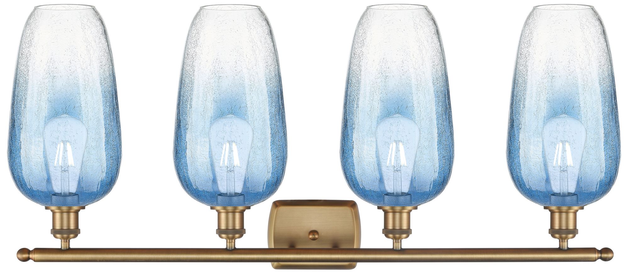 Image 2 Ballston Brookhaven Flute 37"W 4-Lt Brushed Brass Vanity w/ Sapphire Shade more views