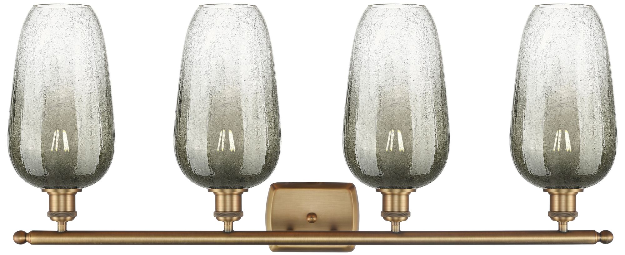 Image 2 Ballston Brookhaven Flute 37"W 4-Lt Brushed Brass Vanity w/ Slate Shade more views