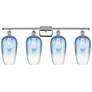 1_Ballston Brookhaven Flute 37"W 4-Lt Polished Nickel Vanity w/ Blue Shade