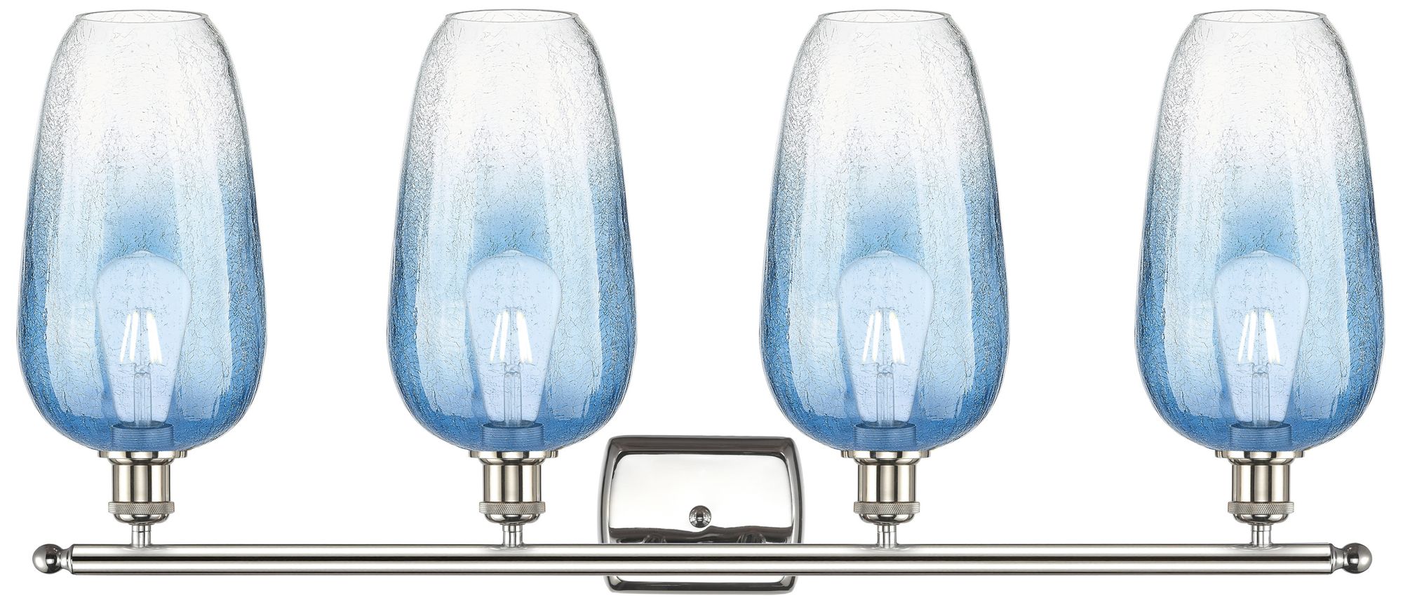 Image 2 Ballston Brookhaven Flute 37"W 4-Lt Polished Nickel Vanity w/ Blue Shade more views