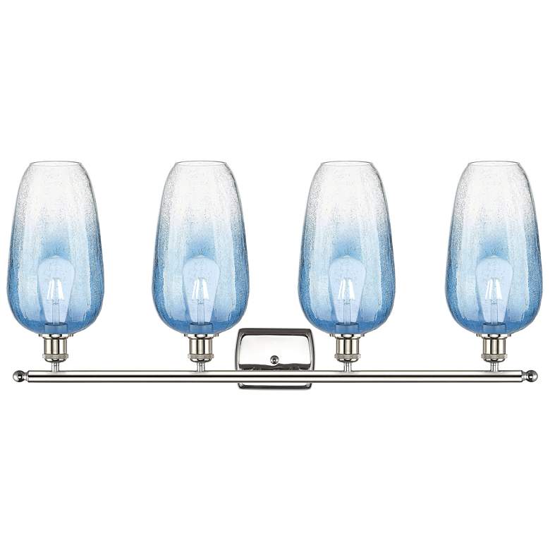 Image 2 Ballston Brookhaven Flute 37"W 4-Lt Polished Nickel Vanity w/ Blue Shade more views