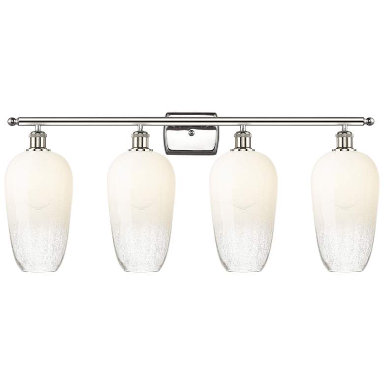 Image 1 Ballston Brookhaven Flute 37"W 4-Lt Polished Nickel Vanity w/ Opal Shade