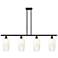 Ballston Brookhaven Flute 48"W 4-Lt Black Stem Island Light w/ Opal Shade