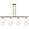 Ballston Brookhaven Flute 48"W 4-Lt Brush Brass Stem Island w/ Opal Shade