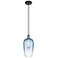 Ballston Brookhaven Flute 7"W Black Brass Cord Pendant w/ Sapphire Shade