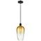 Ballston Brookhaven Flute 7"W Black Cord Mini Pendant w/ Amber Shade