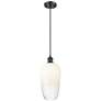 1_Ballston Brookhaven Flute 7"W Black Cord Mini Pendant w/ Opal Shade