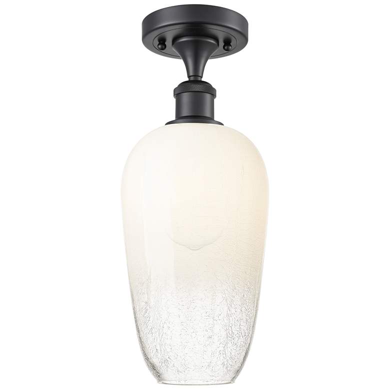 Image 1 Ballston Brookhaven Flute 7"W Black Semi.Flush Mount w/ Opal Shade