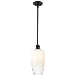 Ballston Brookhaven Flute 7"W Black Stem Mini Pendant w/ Opal Shade