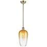 1_Ballston Brookhaven Flute 7"W Brass Stem Mini Pendant w/ Amber Shade