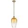 Ballston Brookhaven Flute 7"W Brass Stem Mini Pendant w/ Amber Shade