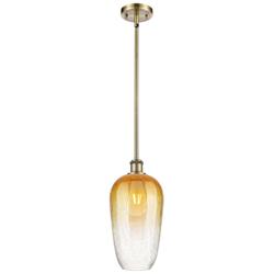 Ballston Brookhaven Flute 7"W Brass Stem Mini Pendant w/ Amber Shade
