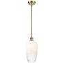 1_Ballston Brookhaven Flute 7"W Brass Stem Mini Pendant w/ Opal Shade