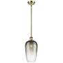 1_Ballston Brookhaven Flute 7"W Brass Stem Mini Pendant w/ Slate Shade
