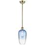 1_Ballston Brookhaven Flute 7"W Brass Stem Pendant w/ Sapphire Shade