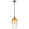 Ballston Brookhaven Flute 7"W Brushed Brass Cord Pendant w/ Amber Shade