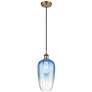 1_Ballston Brookhaven Flute 7"W Brushed Brass Cord Pendant w/ Sapphire Shade