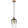 1_Ballston Brookhaven Flute 7"W Brushed Brass Cord Pendant w/ Slate Shade