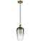 Ballston Brookhaven Flute 7"W Brushed Brass Cord Pendant w/ Slate Shade
