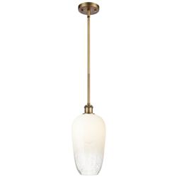 Ballston Brookhaven Flute 7"W Brushed Brass Stem Pendant w/ Opal Shade