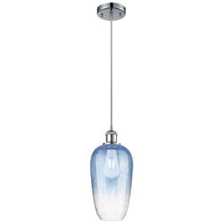 Ballston Brookhaven Flute 7"W Chrome Cord Pendant w/ Sapphire Shade