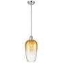 1_Ballston Brookhaven Flute 7"W Chrome Stem Mini Pendant w/ Amber Shade