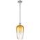 Ballston Brookhaven Flute 7"W Chrome Stem Mini Pendant w/ Amber Shade