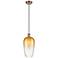 Ballston Brookhaven Flute 7"W Copper Cord Mini Pendant w/ Amber Shade