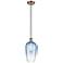 Ballston Brookhaven Flute 7"W Copper Cord Pendant w/ Sapphire Shade
