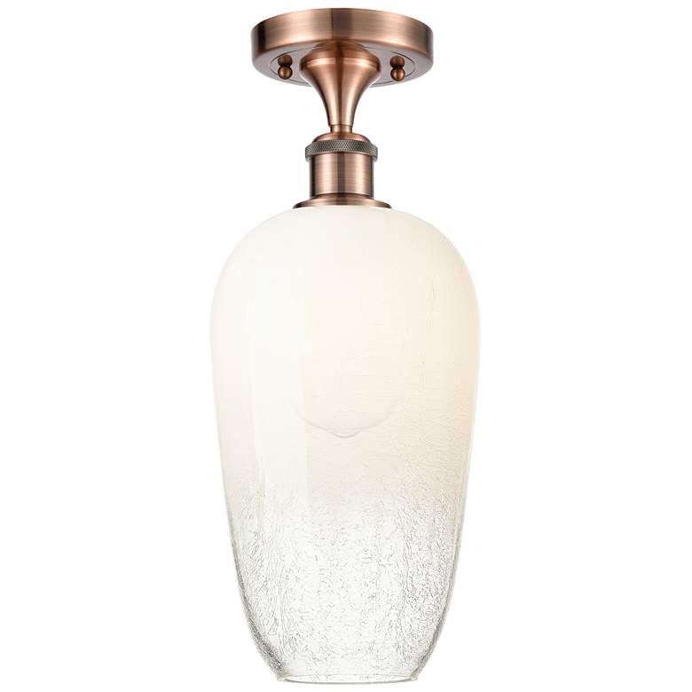 Image 1 Ballston Brookhaven Flute 7"W Copper Semi.Flush Mount With Opal Shade