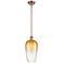 Ballston Brookhaven Flute 7"W Copper Stem Mini Pendant w/ Amber Shade