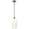 Ballston Brookhaven Flute 7"W Copper Stem Mini Pendant w/ Opal Shade