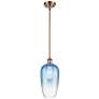 1_Ballston Brookhaven Flute 7"W Copper Stem Pendant w/ Sapphire Shade