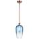 Ballston Brookhaven Flute 7"W Copper Stem Pendant w/ Sapphire Shade
