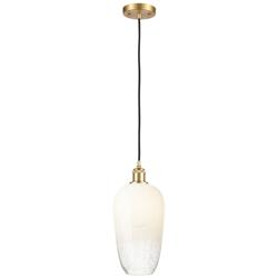 Ballston Brookhaven Flute 7"W Gold Cord Mini Pendant w/ Opal Shade