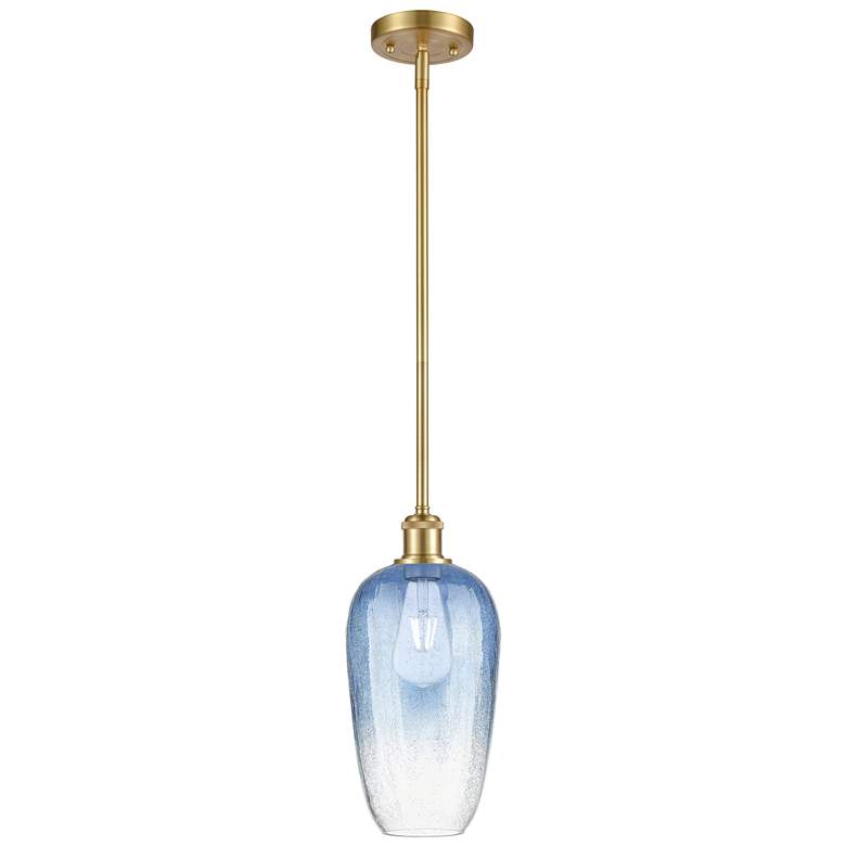 Image 1 Ballston Brookhaven Flute 7"W Gold Stem Mini Pendant w/ Sapphire Shade