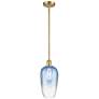 Ballston Brookhaven Flute 7"W Gold Stem Mini Pendant w/ Sapphire Shade