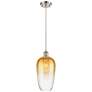 1_Ballston Brookhaven Flute 7"W Nickel Cord Pendant w/ Amber Shade