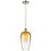 Ballston Brookhaven Flute 7"W Nickel Cord Pendant w/ Amber Shade