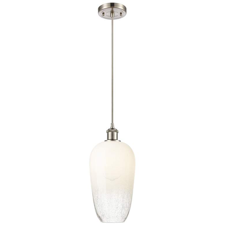 Image 1 Ballston Brookhaven Flute 7"W Nickel Cord Pendant w/ Opal Shade