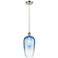 Ballston Brookhaven Flute 7"W Nickel Cord Pendant w/ Sapphire Shade