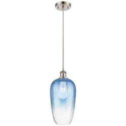 Ballston Brookhaven Flute 7"W Nickel Cord Pendant w/ Sapphire Shade
