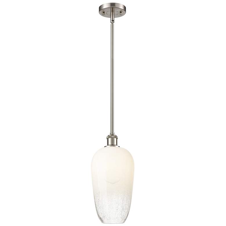 Image 1 Ballston Brookhaven Flute 7"W Nickel Stem Pendant w/ Opal Shade