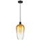 Ballston Brookhaven Flute 7"W Oiled Bronze Cord Pendant w/ Amber Shade