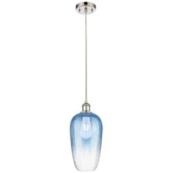 Ballston Brookhaven Flute 7"W Polished Nickel Cord Pendant w/ Blue Shade