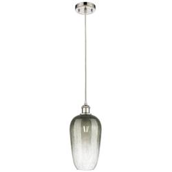Ballston Brookhaven Flute 7"W Polished Nickel Cord Pendant w/ Slate Shade