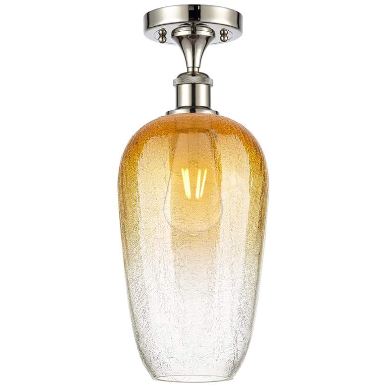 Image 1 Ballston Brookhaven Flute 7"W Polished Nickel Semi-Flush w/ Amber Shade