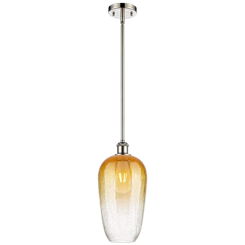 Image 1 Ballston Brookhaven Flute 7"W Polished Nickel Stem Pendant w/ Amber Shade