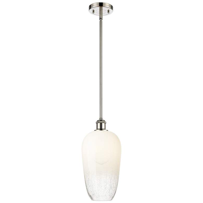 Image 1 Ballston Brookhaven Flute 7"W Polished Nickel Stem Pendant w/ Opal Shade